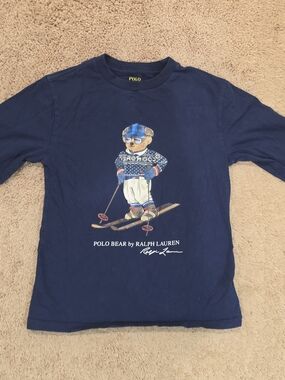 Polo by Ralph Lauren Navy Polo Bear Ski Long-Sleeve Tee